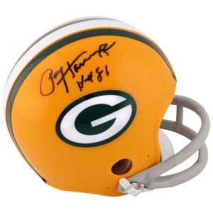 Autographed Green Bay Packers Paul Hornung Fanatics Authentic Throwback Riddell Mini Helmet with HOF 86 Inscription