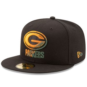 Green Bay Packers New Era Color Dim 59FIFTY Fitted Hat – Black