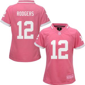 Aaron Rodgers Packers Girls Youth Bubble Gum Jersey – Pink