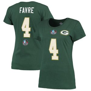 Packers Brett Favre Majestic Green Hall of Fame Fair Catch